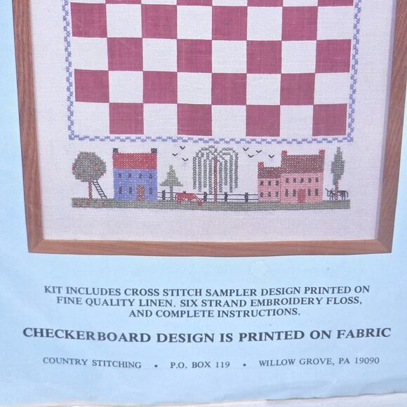 Vintage Country Stitching Cross Stitch‎ Kit 334 Checkerboard Sampler 14x18 Linen - Picture 3 of 6